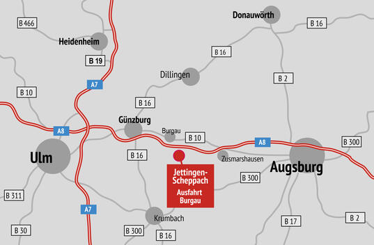 Lage Jettingen-Scheppach / Bayern