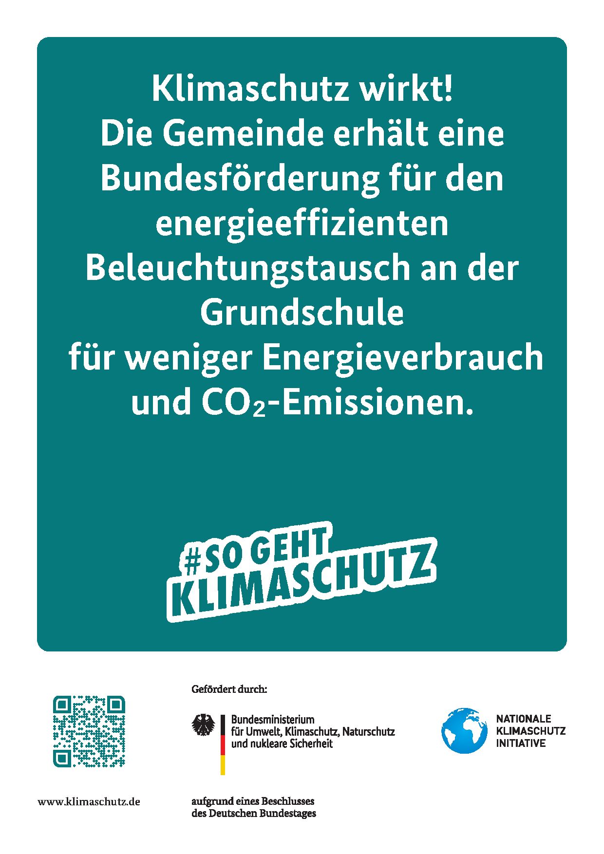 Klimaschutzförderung durch das BMUKN aufgrund energieeffizientem Beleuchtungstausch an der Grundschule Scheppach